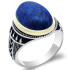 Anillos de plata de ley 925 auténtica para hombres, piedra de lapislázuli Natural, regalo de moda para hombres, anillos exquisitos para fiesta/boda, joyería fina