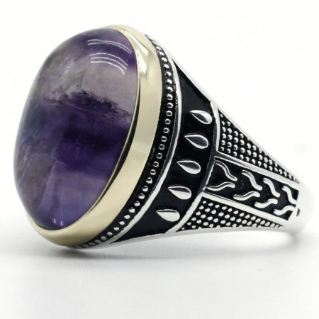 Anillo de plata de primera ley con piedra Natural para hombre, sortija, plata esterlina 925, goteo, niebla, montaña, fiesta, boda, joyería fina