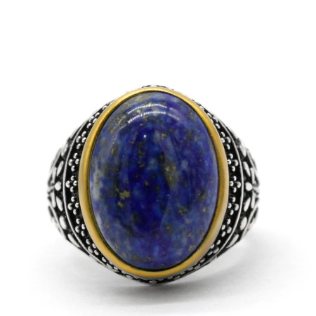 Anillo de plata de ley s925 lapislázuli Natural para hombre, estilo Punk turco Vintage, diseño de gota de agua, conjunto de joyería alta para hombre