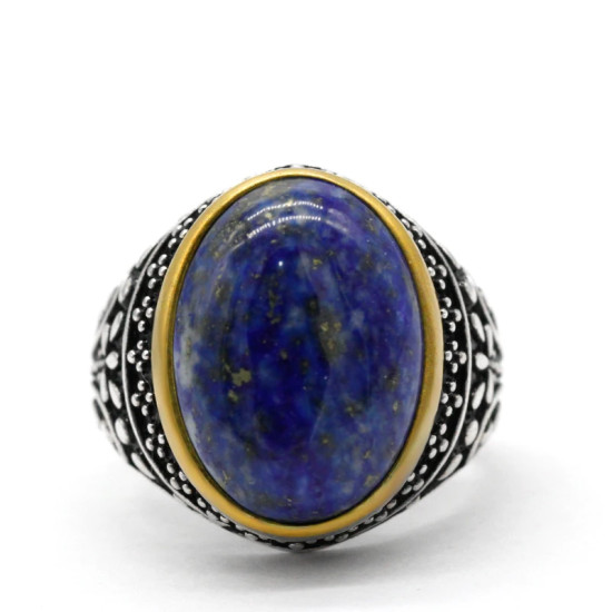 Anillo de plata de ley s925 lapislázuli Natural para hombre, estilo Punk turco Vintage, diseño de gota de agua, conjunto de joyería alta para hombre - malaquita tienda 36