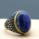 Anillo de plata de ley s925 lapislázuli Natural para hombre, estilo Punk turco Vintage, diseño de gota de agua, conjunto de joyería alta para hombre - malaquita tienda 36