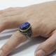 Anillo de plata de ley s925 lapislázuli Natural para hombre, estilo Punk turco Vintage, diseño de gota de agua, conjunto de joyería alta para hombre - malaquita tienda 36