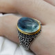 Anillos de plata 925 pura para hombre, piedra de fluorita Natural azul, anillos exquisitos hechos a mano para boda/Fiesta, regalos de moda, joyería fina - malaquita tienda 36