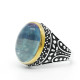 Anillos de plata 925 pura para hombre, piedra de fluorita Natural azul, anillos exquisitos hechos a mano para boda/Fiesta, regalos de moda, joyería fina - malaquita tienda 36