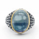 Anillos de plata 925 pura para hombre, piedra de fluorita Natural azul, anillos exquisitos hechos a mano para boda/Fiesta, regalos de moda, joyería fina - malaquita tienda 36