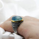 Anillos de plata 925 pura para hombre, piedra de fluorita Natural azul, anillos exquisitos hechos a mano para boda/Fiesta, regalos de moda, joyería fina - malaquita tienda 36