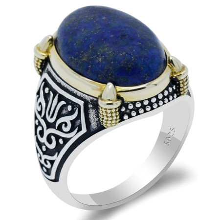 Anillos de plata 925 auténtica para hombre, joyería de boda a la moda, piedra lapislázuli Natural azul Anillos de plata 925 auténtica para hombre, joyería de boda a la moda, piedra lapislázuli Natural azul