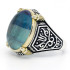 Anillos de plata 925 auténtica para hombre, con piedra de fluorita Natural azul, joyería fina turca, estilo Punk Retro