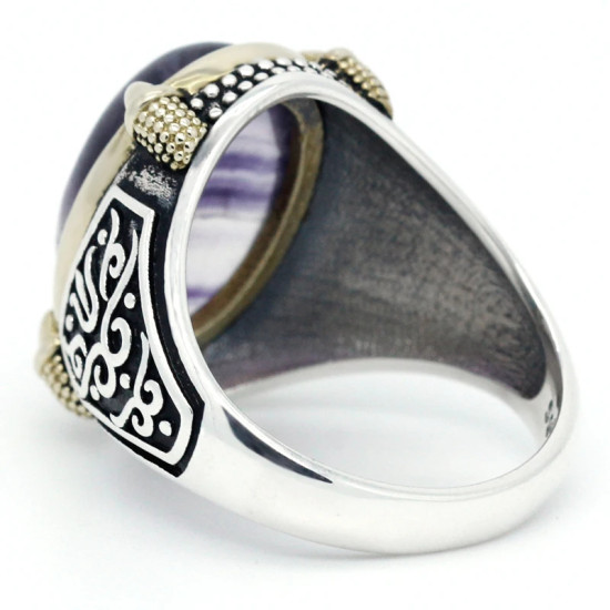 Anillos de plata 925 para hombre, piedra de fluorita Natural púrpura hecha a mano, diseño exquisito, regalo único de boda, joyería fina - malaquita tienda 36