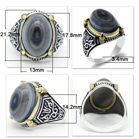 Anillo de plata 925 auténtica para hombre, piedra de ágata Natural, estilo Retro Punk, Vintage, garra, joyería de la suerte para boda/Fiesta, joyería fina Anillo de plata 925 auténtica para hombre, piedra de ágata Natural, estilo Retro Punk, Vintage, garra, joyería de la suerte para boda/Fiesta, joyería fina