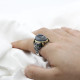 Anillo de plata 925 auténtica para hombre, piedra de ágata Natural, estilo Retro Punk, Vintage, garra, joyería de la suerte para boda/Fiesta, joyería fina - malaquita tienda 36