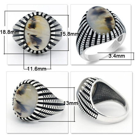 Anillos de plata de ley 925 para hombre, piedra de ágata Natural, anillo de estilo Punk Retro para hombre, joyería de fiesta, joyería fina hecha a mano Anillos de plata de ley 925 para hombre, piedra de ágata Natural, anillo de estilo Punk Retro para hombre, joyería de fiesta, joyería fina hecha a mano