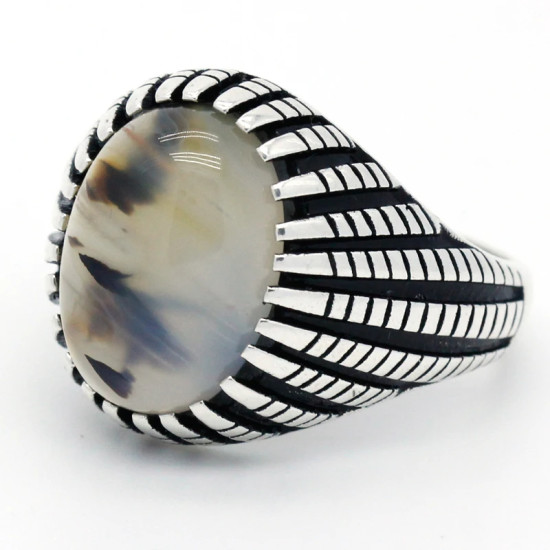 Anillos de plata de ley 925 para hombre, piedra de ágata Natural, anillo de estilo Punk Retro para hombre, joyería de fiesta, joyería fina hecha a mano - malaquita tienda 36