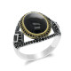 Anillo de Plata de Ley 925 con piedra de ágata Natural negra para hombre, joya de superhéroe, joyería Vintage - malaquita tienda 36