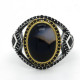 Anillo de Plata de Ley 925 con piedra de ágata Natural negra para hombre, joya de superhéroe, joyería Vintage - malaquita tienda 36