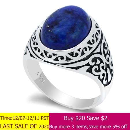 Anillos de plata de ley 925 auténtica, piedra de lapislázuli Natural, Escudo de garra de caballito de mar, anillo exquisito para boda/Fiesta, joyería fina artesanal Anillos de plata de ley 925 auténtica, piedra de lapislázuli Natural, Escudo de garra de caballito de mar, anillo exquisito para boda/Fiesta, joyería fina artesanal