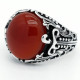 Anillo de Plata de Ley 925 para hombre, con ágata roja Natural, insignias de piedra Aqeeq, corona ondulada, estilo Punk, joyería de fiesta, anillo de boda - malaquita tienda 36