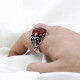 Anillo de Plata de Ley 925 para hombre, con ágata roja Natural, insignias de piedra Aqeeq, corona ondulada, estilo Punk, joyería de fiesta, anillo de boda - malaquita tienda 36