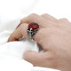 Anillo de Plata de Ley 925 para hombre, con ágata roja Natural, insignias de piedra Aqeeq, corona ondulada, estilo Punk, joyería de fiesta, anillo de boda - malaquita tienda 36
