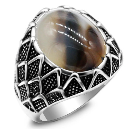 Anillos de ónix Natural para hombre, de Plata de Ley 925, piedra de ágata oceánica Natural, estilo Punk, conjunto de anillos de joyería turca para mujer Anillos de ónix Natural para hombre, de Plata de Ley 925, piedra de ágata oceánica Natural, estilo Punk, conjunto de anillos de joyería turca para mujer