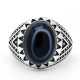Anillo de plata 925 para hombre, piedra de ágata Natural, estilo Punk Retro, joyería turca, anillo de la suerte hecho a mano, regalo de joyería fina - malaquita tienda 36