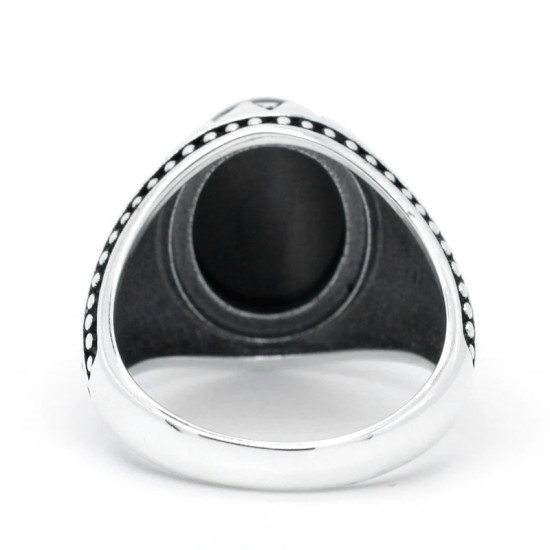Anillo de plata 925 para hombre, piedra de ágata Natural, estilo Punk Retro, joyería turca, anillo de la suerte hecho a mano, regalo de joyería fina - malaquita tienda 36