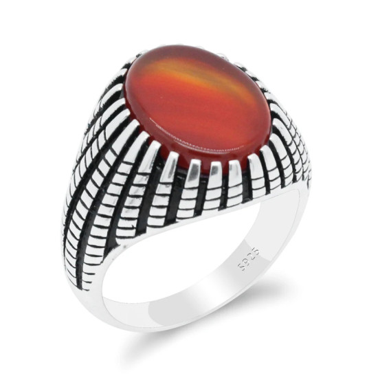 Anillo de piedra de ágata Natural para hombre, de Plata de Ley 925, estilo Retro Vintage, Plata tailandesa, joyería de boda turca, joyería fina - malaquita tienda 36