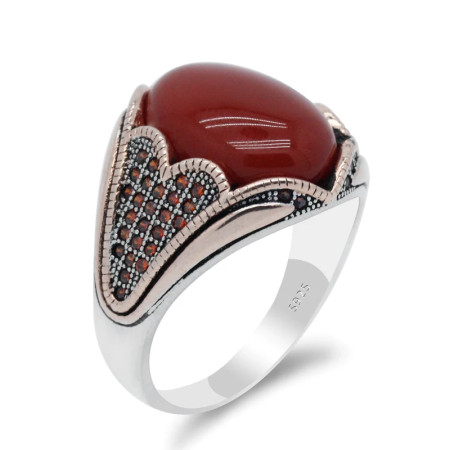 Anillo Vintage de piedra de ágata Natural para hombre, de Plata de Ley 925 con piedra de ágata, anillo de piedras preciosas naturales Aqeeq, regalo de joyería hermosa