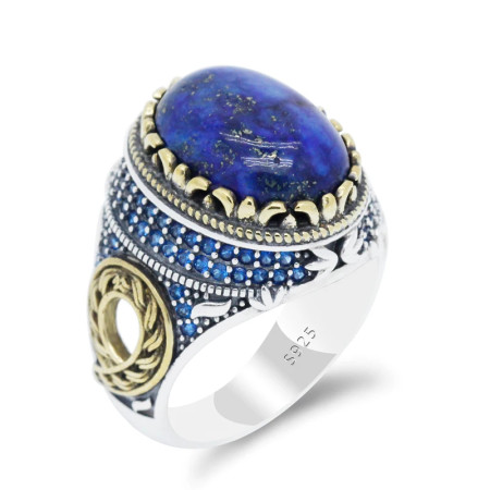 Anillo de Plata de Ley 925 con piedra lapislázuli Natural para hombre, sortija de energía de la suerte, joyería turca hecha a mano, regalo exquisito Anillo de Plata de Ley 925 con piedra lapislázuli Natural para hombre, sortija de energía de la suerte, joyería turca hecha a mano, regalo exquisito