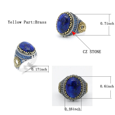 Anillo de Plata de Ley 925 con piedra lapislázuli Natural para hombre, sortija de energía de la suerte, joyería turca hecha a mano, regalo exquisito Anillo de Plata de Ley 925 con piedra lapislázuli Natural para hombre, sortija de energía de la suerte, joyería turca hecha a mano, regalo exquisito