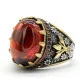 Anillo de Plata de Ley 925 con Circonia cúbica para hombre, joyería turca Vintage hecha a mano, con estampado de pata - malaquita tienda 36