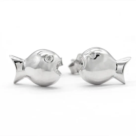 Pendientes tipo botón de plata fina con forma de pez para mujer, aretes coreanos de CZ, joyería de moda, Tanabata, regalo de San Valentín, 925 - malaquita tienda 36
