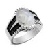 Anillo clásico de piedra lunar Natural para hombre y mujer, de Plata de Ley 925, turco, hecho a mano, estilo Punk, joyería de lujo, regalo