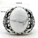 Anillos de plata de ley 925 para hombres y mujeres, joyería de compromiso de boda, turquesa blanca Natural, moda Punk turca - malaquita tienda 36