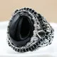 Anillo de Plata de Ley 925 con ónix negro Natural para hombre y mujer, joyería Punk turca Vintage, conjunto de joyas de tendencia, anillos de pareja - malaquita tienda 36