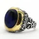 Anillo hecho a mano para hombre, anillo de plata s925 clásico Vintage Türkiye, anillo de joyería Türkiye de ojo de tigre azul Natural para hombre y mujer - malaquita tienda 36