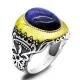 Anillo hecho a mano para hombre, anillo de plata s925 clásico Vintage Türkiye, anillo de joyería Türkiye de ojo de tigre azul Natural para hombre y mujer - malaquita tienda 36