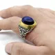 Anillo hecho a mano para hombre, anillo de plata s925 clásico Vintage Türkiye, anillo de joyería Türkiye de ojo de tigre azul Natural para hombre y mujer - malaquita tienda 36