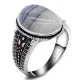 Nuevo anillo de plata 925 para hombre, ágata ovalada, conjunto de joyería Vintage con personalidad para hombre, anillo de pareja a la moda para mujer - malaquita tienda 36