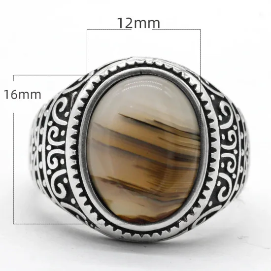 Anillo de plata 925 para hombre con piedra de ónix Natural del océano, joyería de plata, regalo del Día de San Valentín, anillos de compromiso para hombre y mujer - malaquita tienda 36