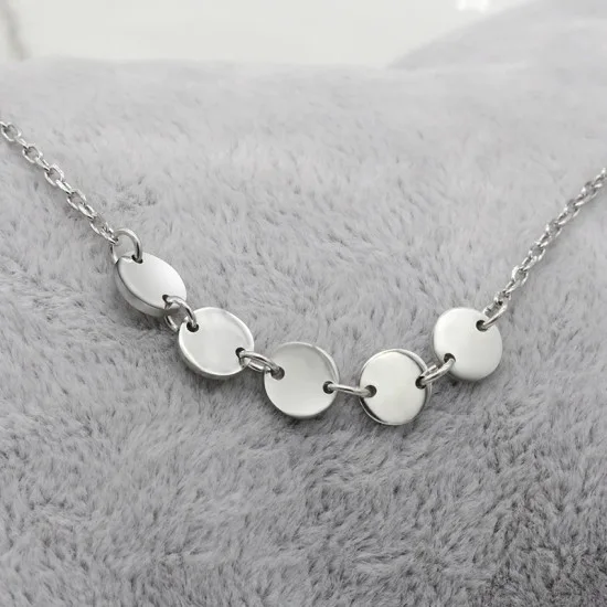 Cadena de círculos redondos de Plata de Ley 925 para mujer, elegante collar de clavícula, joyería de moda para boda, regalo del Día de San Valentín - malaquita tienda 36