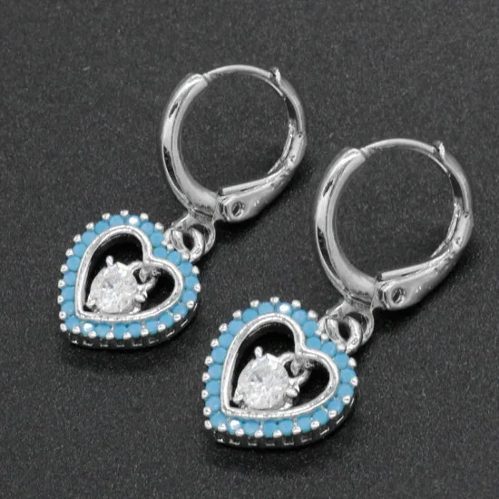 Conjuntos de joyería fina de Plata de Ley 925, collar llamativo de turquesa y CZ, pendientes con forma de corazón, estilo romántico, regalo de joyería de boda - malaquita tienda 36